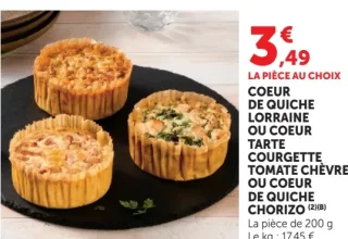 COEUR DE QUICHE LORRAINE OU COEUR DE QUICHE TARTE COURGETTE TOMATE CHÈVRE OU COEUR DE QUICHE CHORIZO