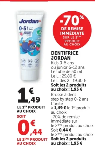 Dentifrice ou Brosse à dent Jordan Kids / Junior / Step by step