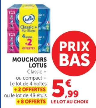 Mouchoirs Lotus Classic + ou compact +