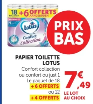 Papier Toilette Lotus Confort collection ou confort ou just 1