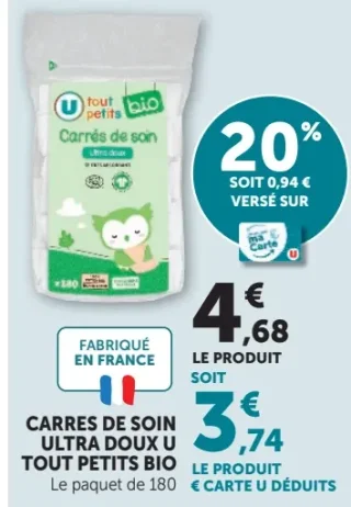 CARRES DE SOIN ULTRA DOUX U TOUT PETITS BIO