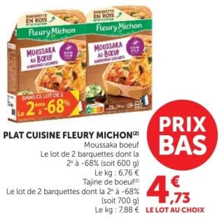 Plat Cuisine Fleury Michon Moussaka boeuf ou Tajine de boeuf