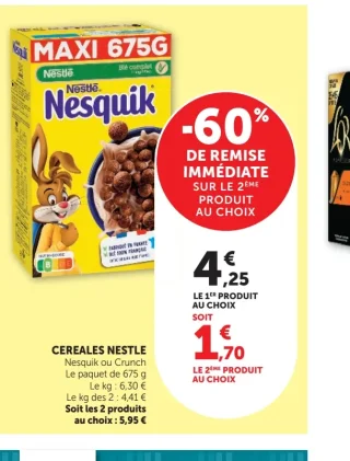 Céréales Nestlé Nesquik ou Crunch