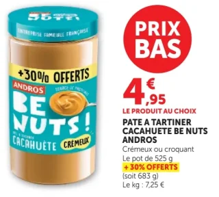 Pâte à tartiner cacahuète Be Nuts! Andros