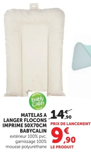 Matelas a langer flocons imprime 50x70cm Babycalin