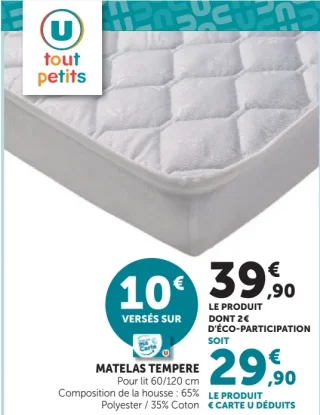 Matelas Tempéré U tout petits