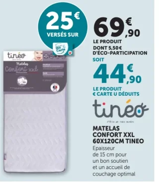 Matelas confort XXL 60x120cm Tineo