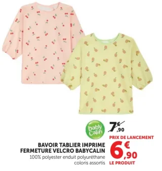 Bavoir tablier imprimé fermeture velcro Babycalin