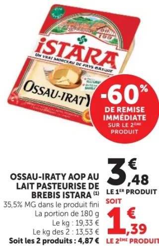 Ossau-Iraty AOP au lait pasteurisé de brebis Istara