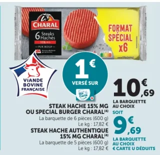 Steak Haché 15% MG ou Special Burger Charal / Steak Haché Authentique 15% MG Charal