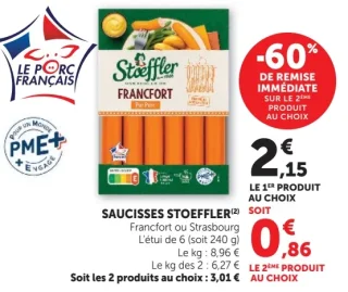 Saucisses Stoeffler Francfort ou Strasbourg