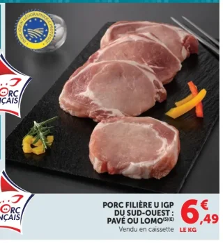 PORC FILIÈRE U IGP DU SUD-OUEST : PAVÉ OU LOMO