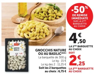 Gnocchis nature ou au basilic