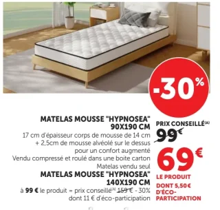 Matelas mousse "Hypnosea" 90X190 cm