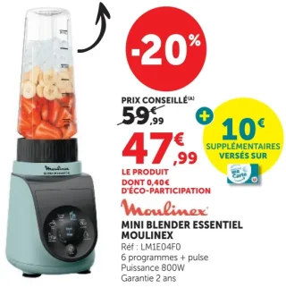 MINI BLENDER ESSENTIEL MOULINEX Réf : LM1E04F0