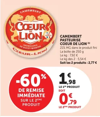 Camembert pasteurisé Coeur de Lion