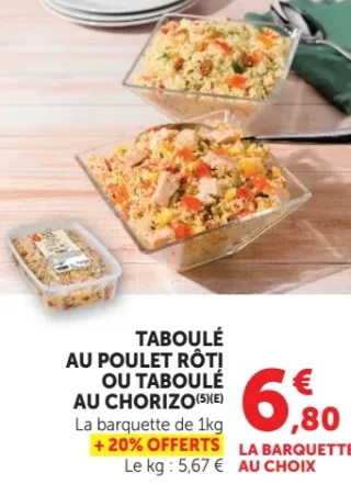Taboulé au poulet rôti ou au chorizo