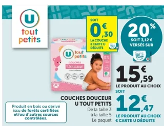 Couches douceur U tout petits De la taille 3 à la taille 5