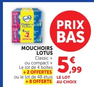 Mouchoirs Lotus Classic + ou compact