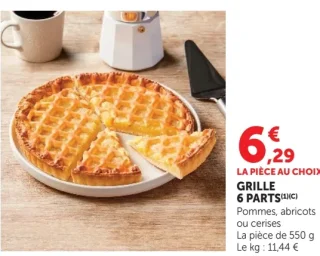Grille 6 parts Pommes, abricots ou cerises