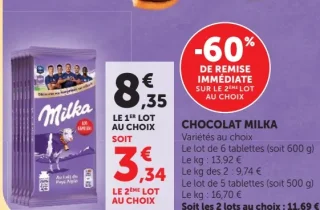 Chocolat Milka Variétés au choix