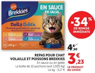 Repas pour chat volaille et poissons Brekkies