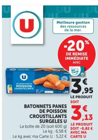 Bâtonnets panés de poisson croustillants U