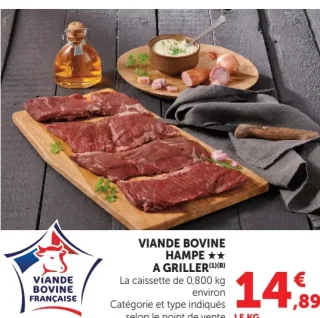 Viande bovine hampe à griller Viande Bovine Française