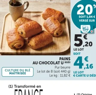 8 Pains au chocolat pur beurre U