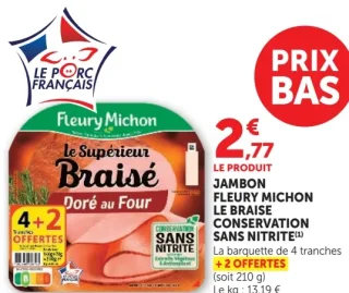 Jambon Fleury Michon Le Supérieur Braisé Conservation Sans Nitrite