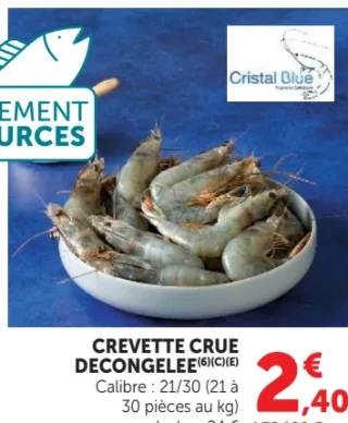 Crevette crue decongelee