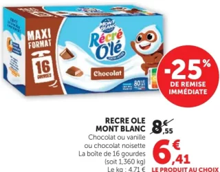 RécréOlé Mont Blanc Chocolat, vanille ou chocolat noisette