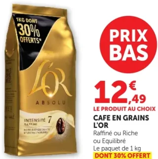 Café en grains L'Or Raffiné ou Riche ou Equilibré