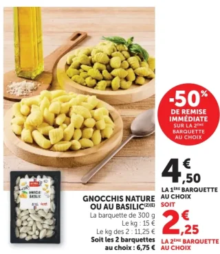 Gnocchis nature ou au basilic