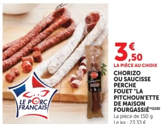 Chorizo ou saucisse perche fouet "La Pitchoun'ette" de Maison Fourgassié