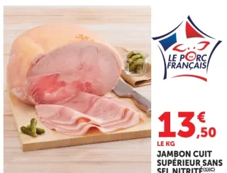 Jambon cuit supérieur sans sel nitrité