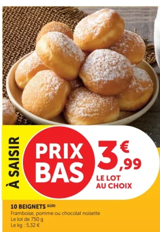 10 Beignets Framboise, pomme ou chocolat noisette