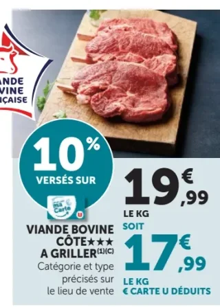 Viande bovine côte*** à griller