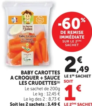 Baby carottes à croquer + sauce Les Crudettes