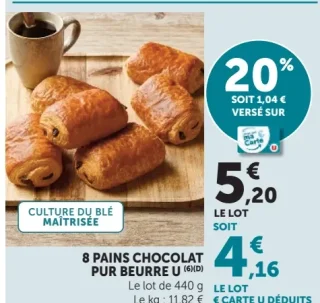 8 Pains chocolat pur beurre U