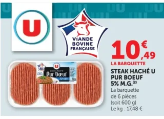 U Steak haché pur boeuf 5% M.G.