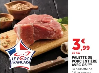 Palette de porc entière avec os