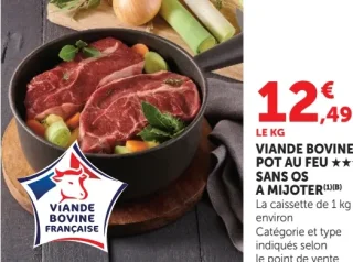 Viande bovine pot au feu sans os à mijoter