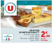 Sélection de parts de flan U