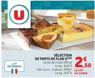 Sélection de parts de flan U