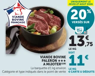 Viande Bovine Paleron ★★★ A Mijoter
