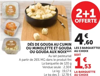 Dés de Gouda au cumin ou Mimolette et gouda ou Gouda aux noix