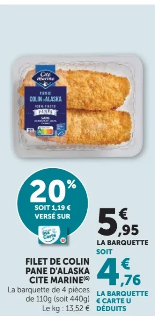Filet de Colin Pané d'Alaska Cité Marine