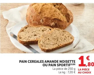 PAIN CEREALES AMANDE NOISETTE OU PAIN SPORTIF