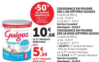 Croissance en poudre des 1 an Optipro Guigoz